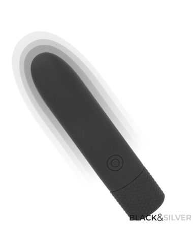 BLACK & SILVER - GERI BALA VIBRADORA RECARGABLE POR USB 8 VIBRACIONES NEGRO 10 X 2.2 CM