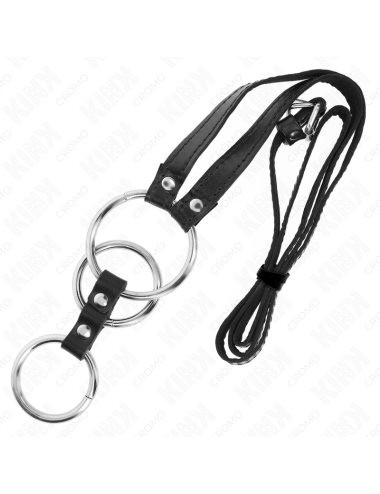 KINK - ANILLO PENE METAL TRIPLE 3.8 CM A 5 CM CON CINTURÓN POLIPIEL 112 CM