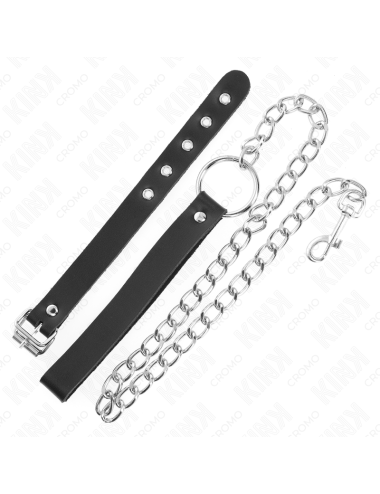 KINK - ANILLO PENE CUERO CON CORREA 21.5 X 2 CM Y CADENA METAL 60 CM