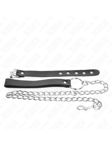 KINK - ANILLO PENE CUERO CON CORREA 21.5 X 2 CM Y CADENA METAL 60 CM