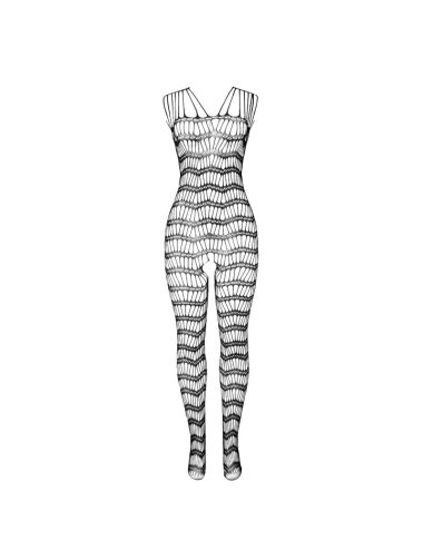 SUBBLIME - 951696 BODYSTOCKING CROTCHLESS DE REJILLA CON TIRAS EN HOMBROS NEGRO TALLA ÚNICA