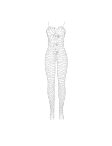 SUBBLIME - 951740 BODYSTOCKING CROTCHLESS DE REJILLA CON LAZOS BLANCO TALLA ÚNICA