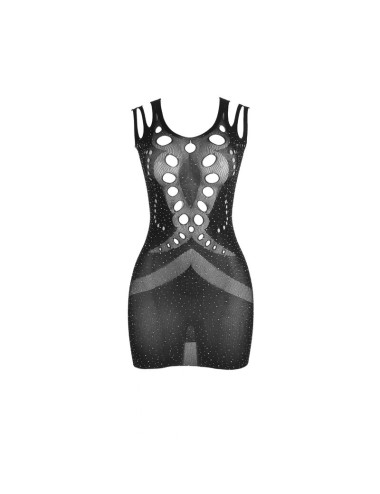 SUBBLIME - 952198 BODYSTOCKING DE REJILLA CON DIAMANTES BRILLANTES NEGRO TALLA ÚNICA