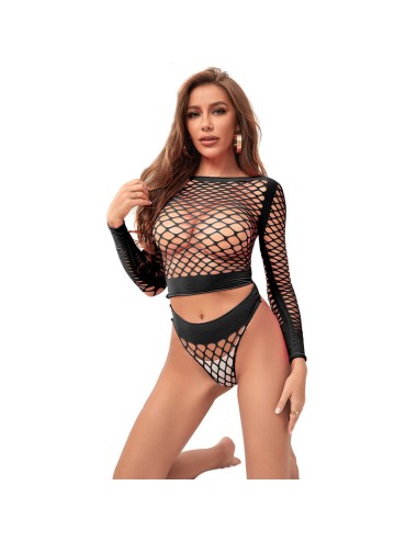 SUBBLIME - 952228 BODYSTOCKING DE REJILLA 2 PIEZAS DE MANGA LARGA NEGRO TALLA ÚNICA