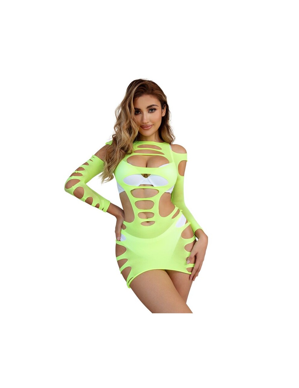 SUBBLIME - 952280 BODYSTOCKING DE REJILLA ELSTICO MANGA LARGA VERDE TALLA ÚNICA SUBBLIME - 952280 BODYSTOCKING DE REJILLA ELSTICO MANGA LARGA VERDE TALLA ÚNICA