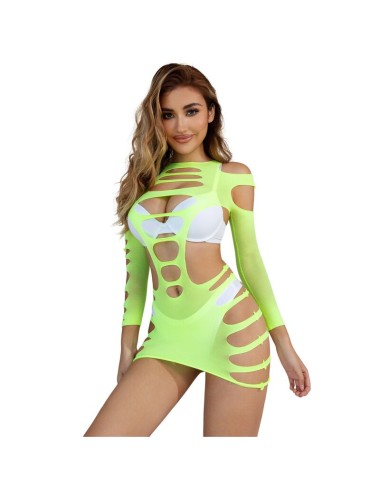 SUBBLIME - 952280 BODYSTOCKING DE REJILLA ELSTICO MANGA LARGA VERDE TALLA ÚNICA