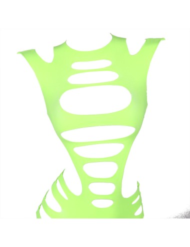 SUBBLIME - 952280 BODYSTOCKING DE REJILLA ELSTICO MANGA LARGA VERDE TALLA ÚNICA