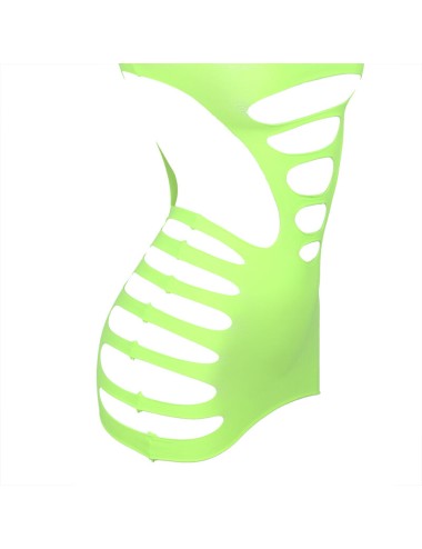 SUBBLIME - 952280 BODYSTOCKING DE REJILLA ELSTICO MANGA LARGA VERDE TALLA ÚNICA