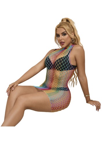 SUBBLIME - 952433 BODYSTOCKING DE REJILLA SIN MANGAS CON CUELLO ALTO ARCOIRIS TALLA ÚNICA
