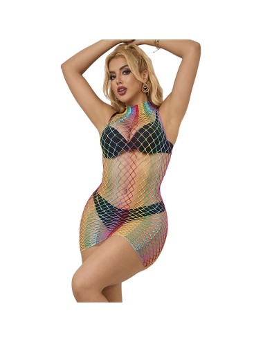 SUBBLIME - 952433 BODYSTOCKING DE REJILLA SIN MANGAS CON CUELLO ALTO ARCOIRIS TALLA ÚNICA