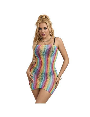 SUBBLIME - 952457 BODYSTOCKING DE REJILLA SIN MANGAS CON HOMBROS DESCUBIERTOS ARCOIRIS TALLA ÚNICA