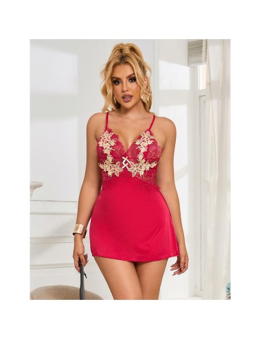 SUBBLIME - 954130 BABYDOLL CON DISEÑO FLORAL ROJO L/XL