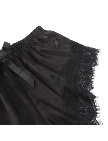 SUBBLIME - 953942 CAMISÓN INFORMAL DE SEDA + PANTALÓN ENCAJE NEGRO L/XL