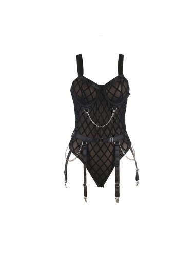 SUBBLIME - 954260 BODY CON CADENAS + LIGUEROS NEGRO S/M