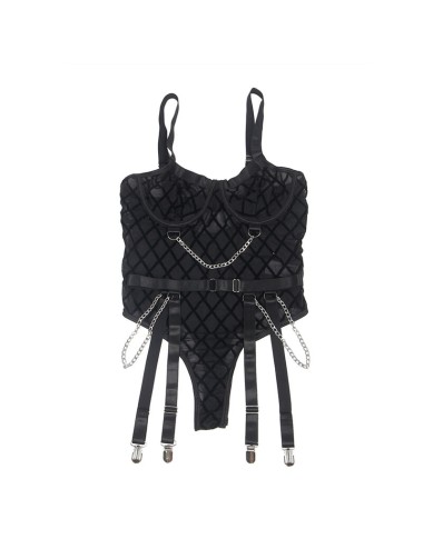 SUBBLIME - 954260 BODY CON CADENAS + LIGUEROS NEGRO S/M