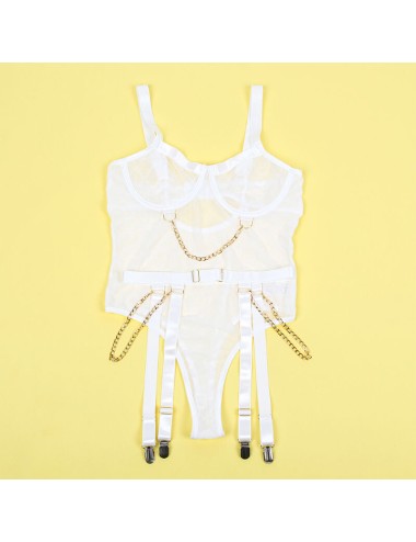 SUBBLIME - 954284 BODY CON CADENAS + LIGUEROS BLANCO S/M
