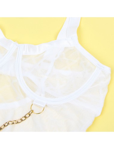 SUBBLIME - 954284 BODY CON CADENAS + LIGUEROS BLANCO S/M