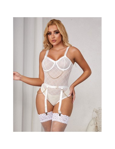 SUBBLIME - 954284 BODY CON CADENAS + LIGUEROS BLANCO S/M