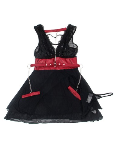 SUBBLIME - 954437 VESTIDO BONDAGE DE ENCAJE NEGRO L/XL