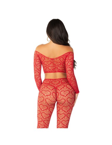 LEG AVENUE - CROP TOP + MEDIAS ROJO TALLA ÚNICA