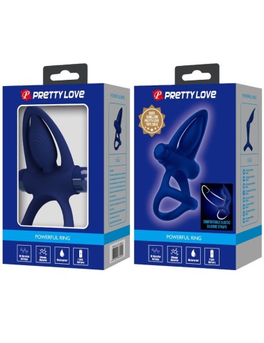 PRETTY LOVE - MAT DOBLE ANILLO CON VIBRACIÓN & ESTIMULADOR AZUL