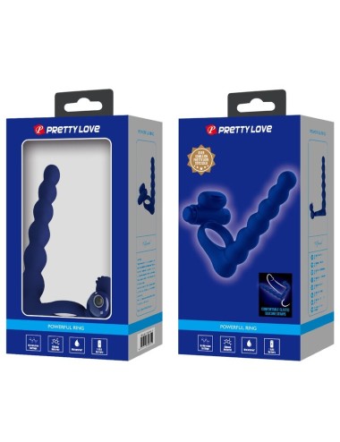 PRETTY LOVE - AJMAL ANILLO VIBRADOR CON PLUG AZUL