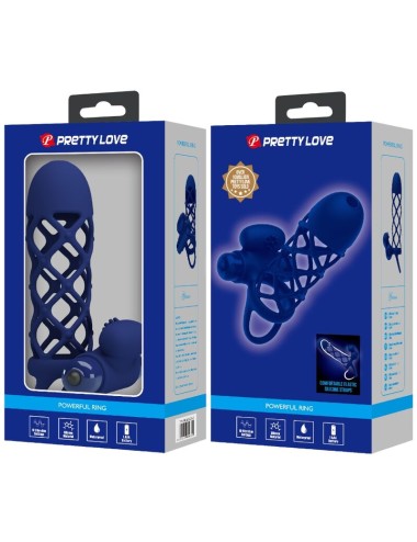 PRETTY LOVE - GIANN ANILLO VIBRADOR CON FUNDA DE SILICONA AZUL