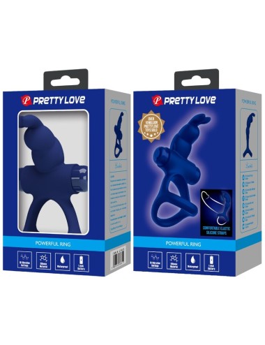 PRETTY LOVE - LUCHITO DOBLE ANILLO VIBRADOR RABBIT AZUL