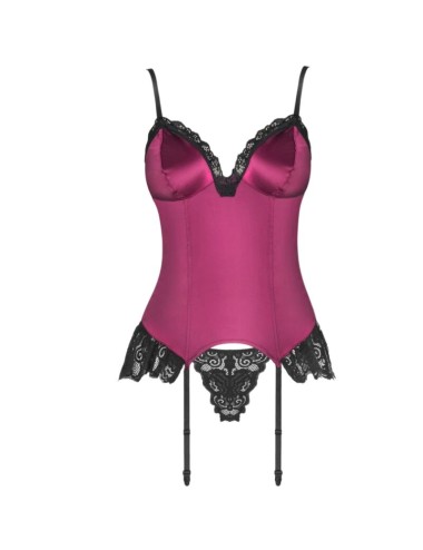 LIVCO CORSETTI FASHION - AGRAFENA CF 90436 CORSET + TANGA BURDEOS S/M