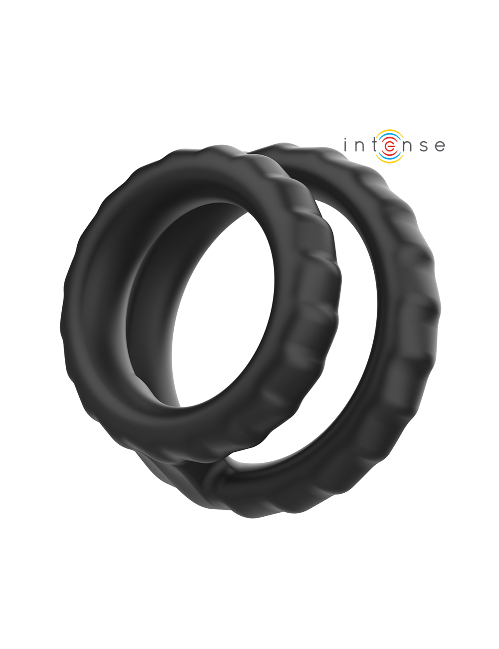 INTENSE - DEWEY ANILLO DOBLE PARA PENE SILICONA NEGRO MODELO 2