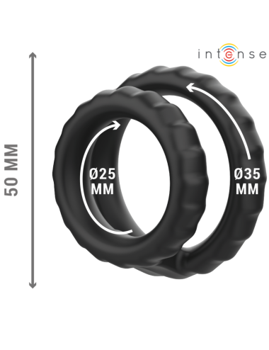 INTENSE - DEWEY ANILLO DOBLE PARA PENE SILICONA NEGRO MODELO 2