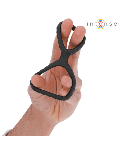 INTENSE - DEWEY ANILLO DOBLE PARA PENE SILICONA NEGRO MODELO 2