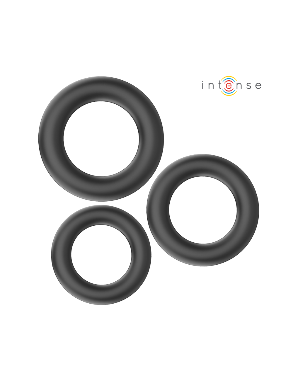 INTENSE - HUGH 3 ANILLOS BÁSICOS PARA PENE SILICONA NEGRO INTENSE - HUGH 3 ANILLOS BÁSICOS PARA PENE SILICONA NEGRO