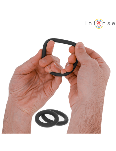 INTENSE - HUGH 3 ANILLOS BÁSICOS PARA PENE SILICONA NEGRO
