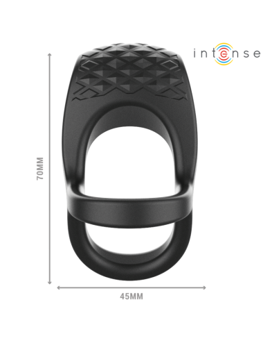 INTENSE - ALEX ANILLO DOBLE VIBRADOR PENE 10 VIBRACIONES NEGRO