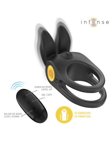 INTENSE - SAM ANILLO DOBLE VIBRADOR PENE 10 VIBRACIONES NEGRO
