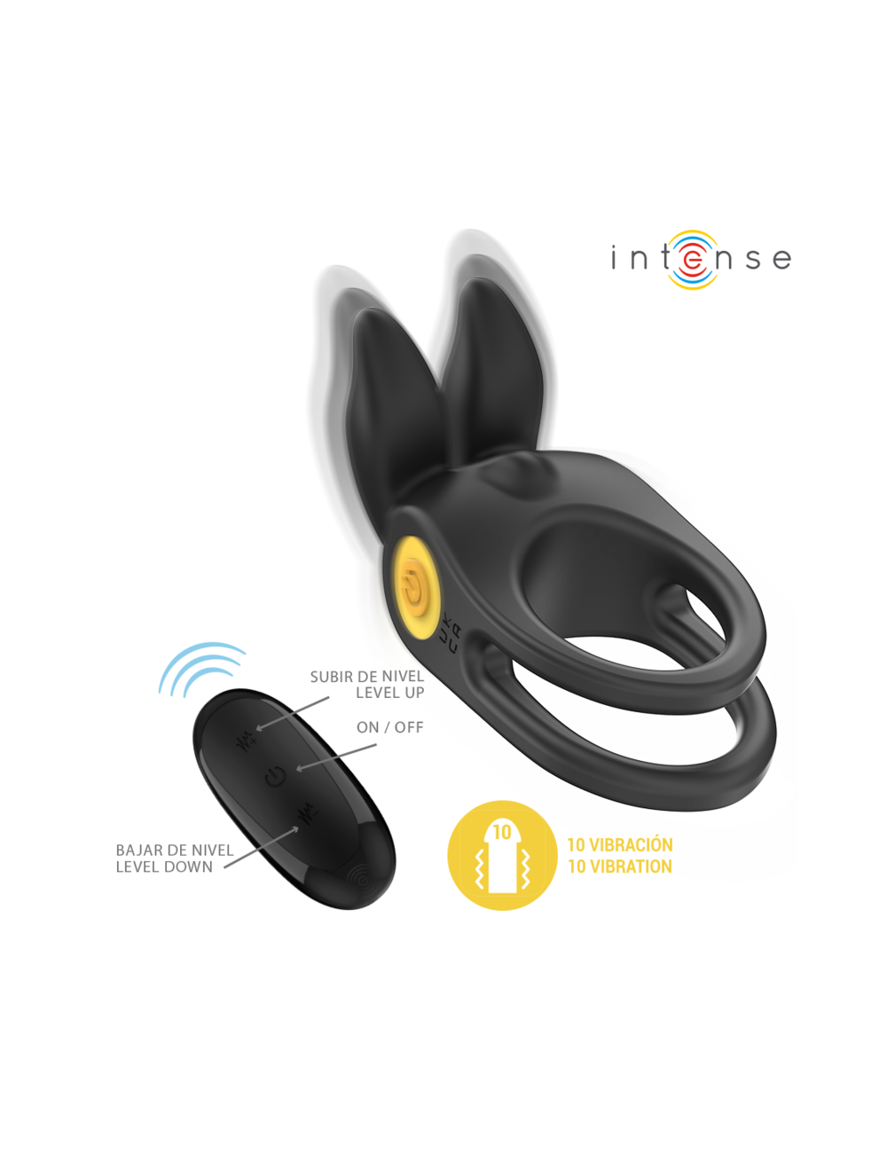 INTENSE - SAM ANILLO DOBLE VIBRADOR PENE 10 VIBRACIONES NEGRO