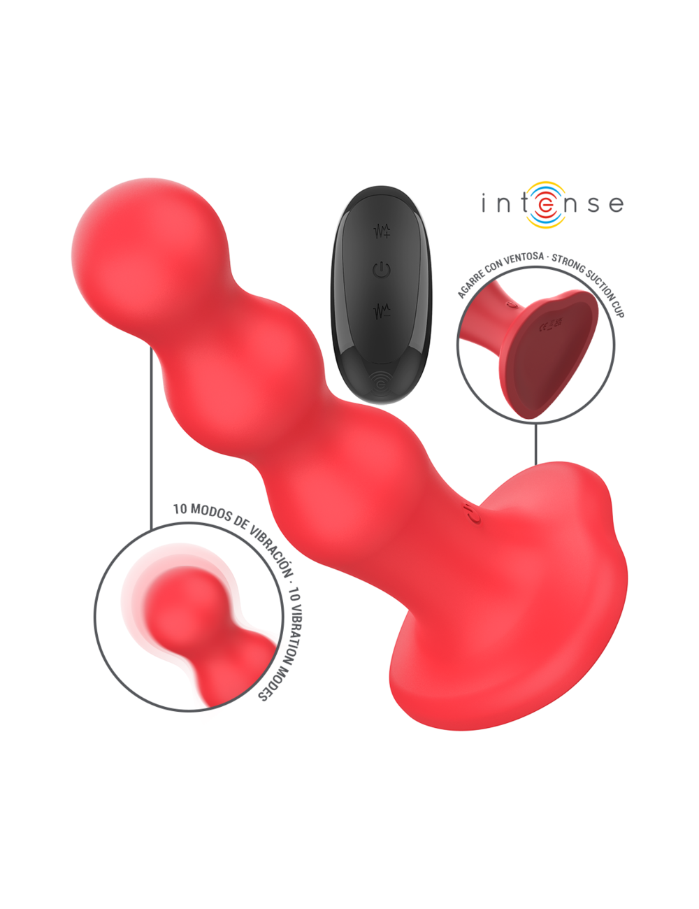 INTENSE - CODY VIBRADOR CON VENTOSA ROJO CONTROL REMOTO