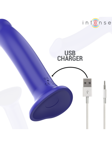 INTENSE - VICTORIA VIBRADOR CON VENTOSA 10 VIBRACIONES AZUL OSCURO CONTROL REMOTO
