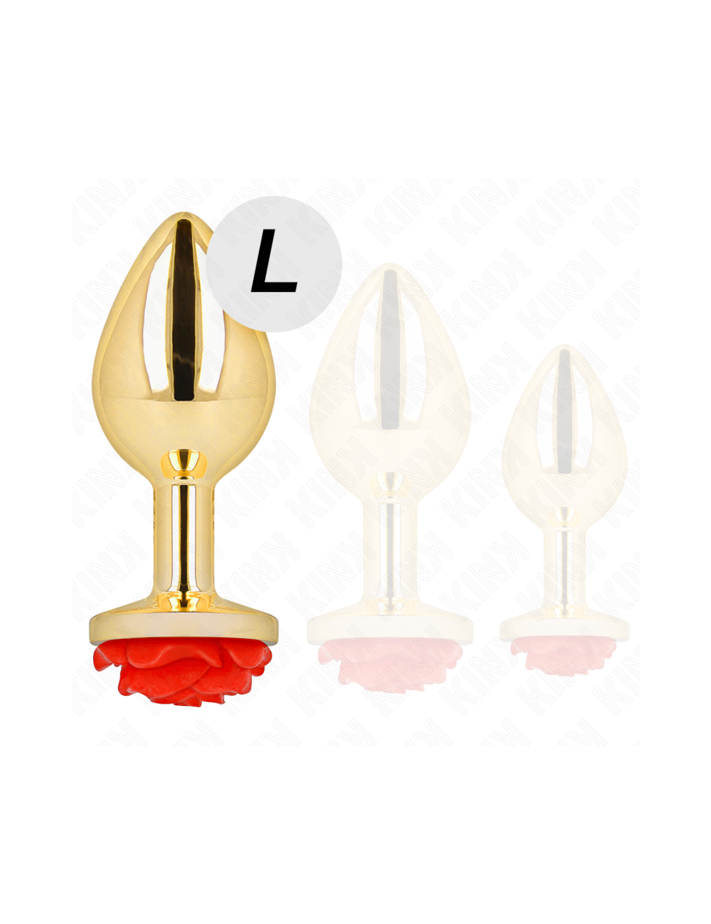 KINK - PLUG ANAL DORADO ROSA ROJA TALLA L