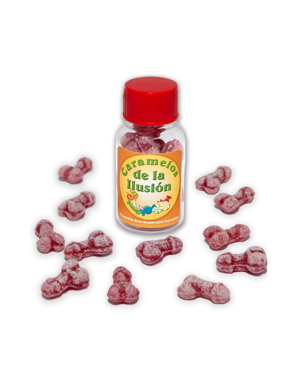 DIABLO PICANTE - 12 CARAMELOS DE LA ILUSIÓN FORMA PENE FRESA/CEREZA DIABLO PICANTE - 12 CARAMELOS DE LA ILUSIÓN FORMA PENE FRESA/CEREZA