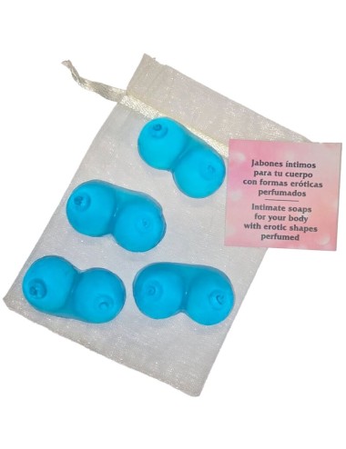 DIABLO PICANTE - 4 MINI JABONES PERFUMADOS FORMA PECHOS AZUL