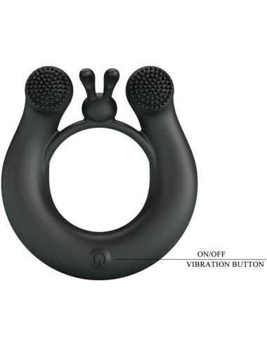 PRETTY LOVE - DAHLIA ANILLO VIBRADOR + ESTIMULADOR DE CLÍTOIS 12 VIBRACIONES NEGRO