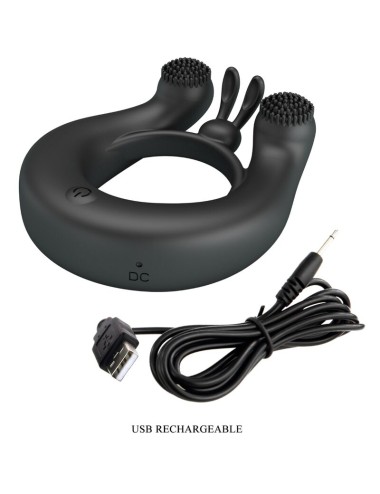 PRETTY LOVE - DAHLIA ANILLO VIBRADOR + ESTIMULADOR DE CLÍTOIS 12 VIBRACIONES NEGRO