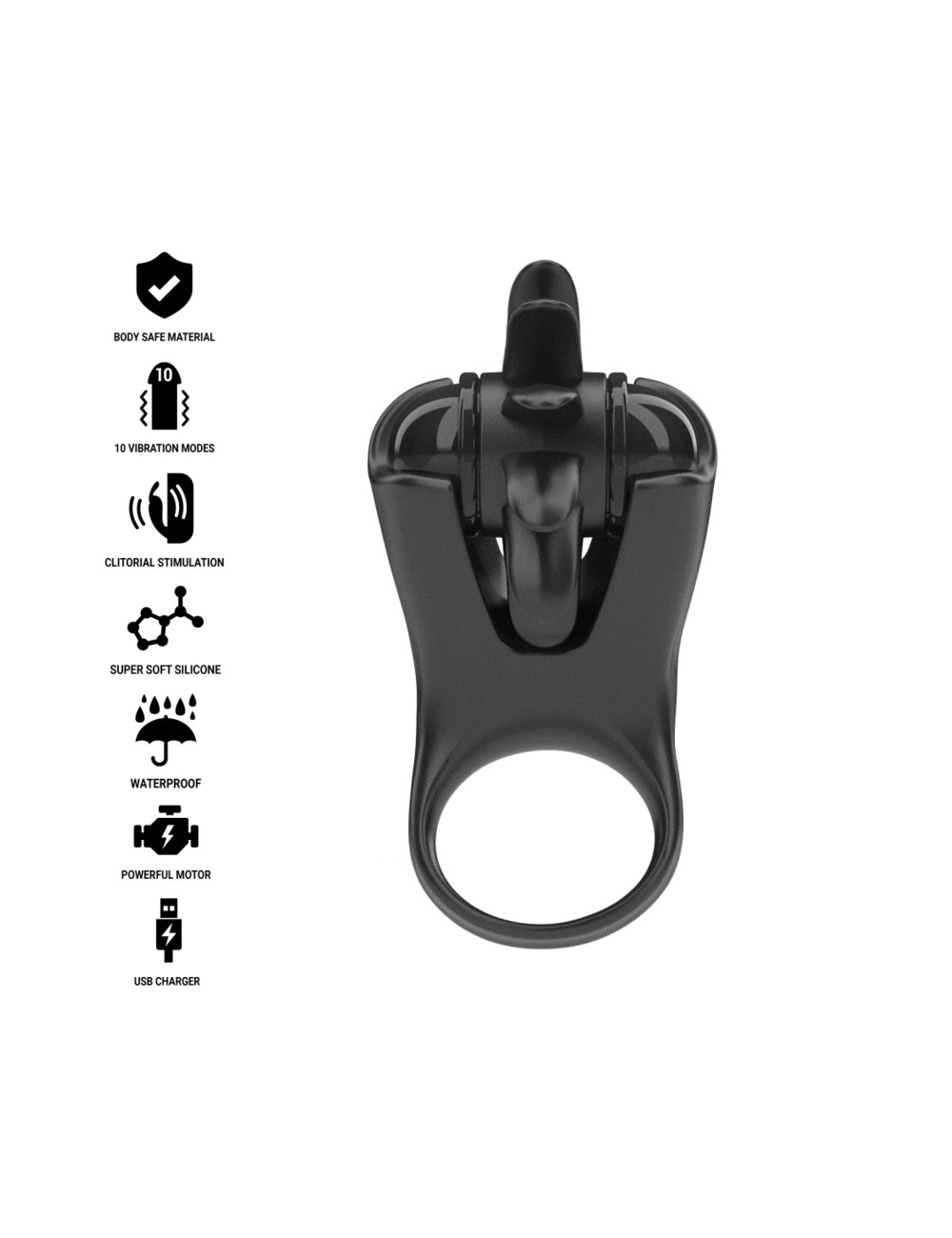 INTENSE - MABEL ANILLO VIBRADOR 10 VIBRACIONES CON ESTIMULADOR DE CLÍTORIS NEGRO INTENSE - MABEL ANILLO VIBRADOR 10 VIBRACIONES CON ESTIMULADOR DE CLÍTORIS NEGRO