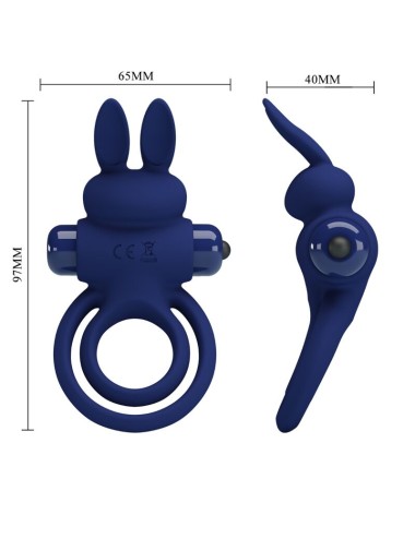 PRETTY LOVE - DAREY DOBLE ANILLO VIBRADOR RABBIT AZUL