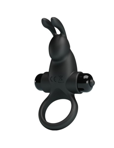 PRETTY LOVE - ANILLO VIBRADOR + ESTIMULADOR RABBIT CLÍTORIS 10 VIBRACIONES NEGRO
