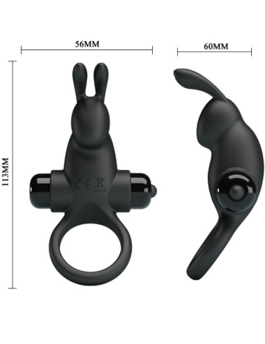 PRETTY LOVE - ANILLO VIBRADOR + ESTIMULADOR RABBIT CLÍTORIS 10 VIBRACIONES NEGRO