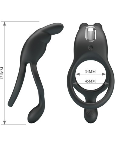 PRETTY LOVE - SETH DOBLE ANILLO VIBRADOR RABBIT 7 VIBRACIONES NEGRO