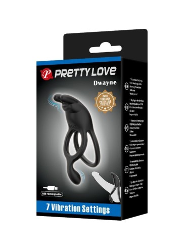 PRETTY LOVE - SETH DOBLE ANILLO VIBRADOR RABBIT 7 VIBRACIONES NEGRO